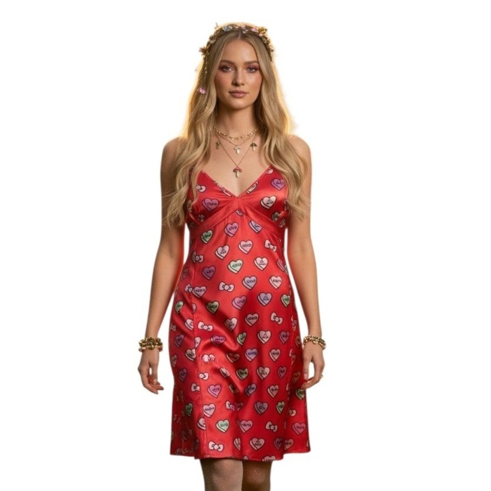 Y2k Modcloth x Hello Kitty Babydoll Womens size Large Satin Slip Dress Sleepwear